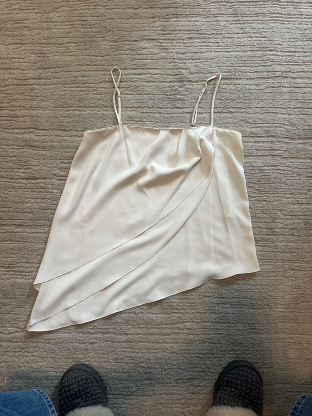Amanda Uprichard Cream Satin Asymmetric Camisole